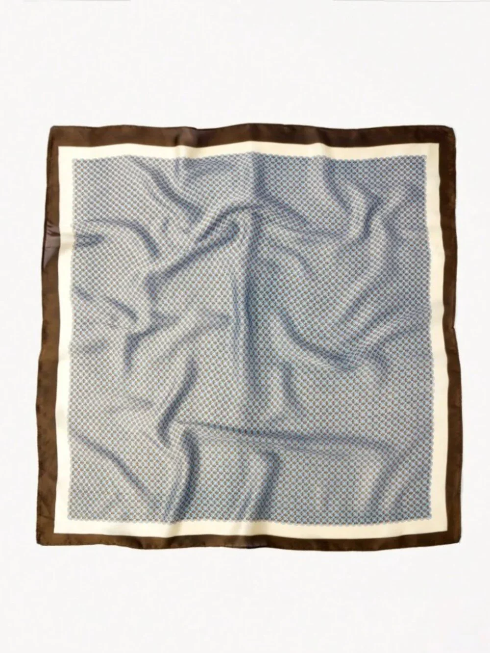 Brown & Blue Chain-Print Square Scarf Neck Tie